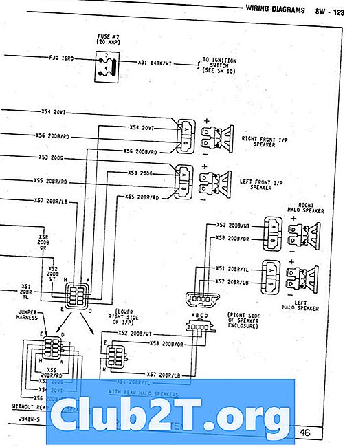 1990 Diagramă de cablare radio pentru autoturisme Jeep Wrangler