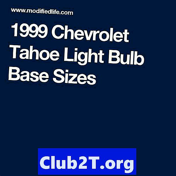 1997 Chevrolet Tahoe vodnik za velikost žarnice