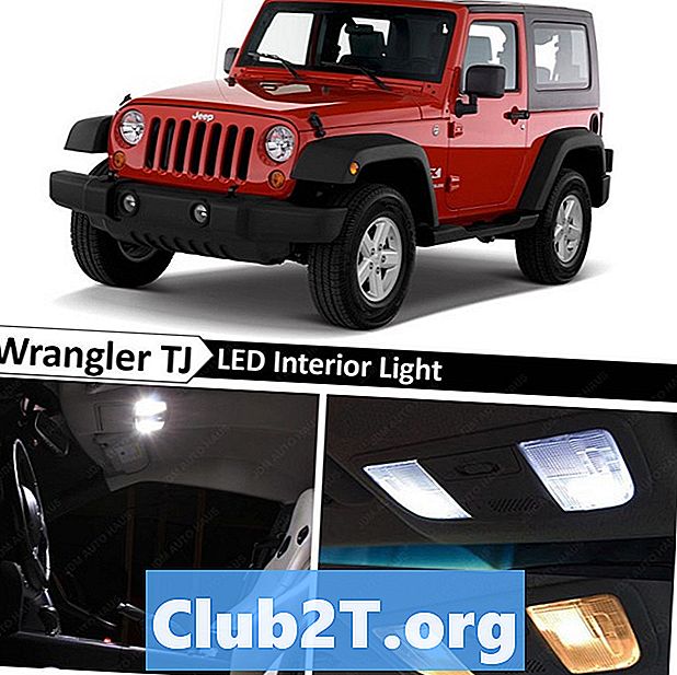 2000 Jeep TJ lyspærer Størrelsesguide