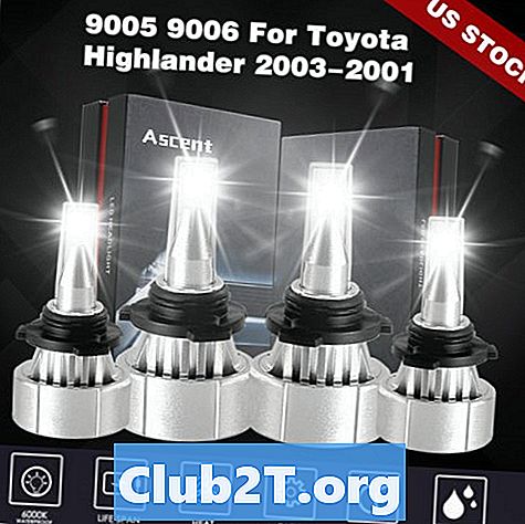2001 „Toyota Highlander“ lemputės lizdo dydžiai