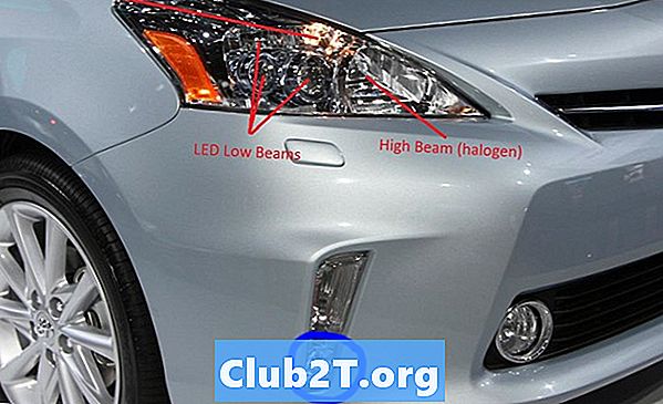 2012 Toyota Prius V lampide suuruse skeem