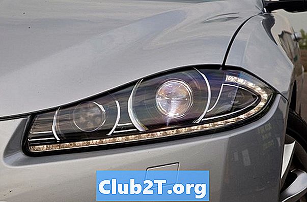 2015 m. Jaguar XJ lemputės dydžių lentelė